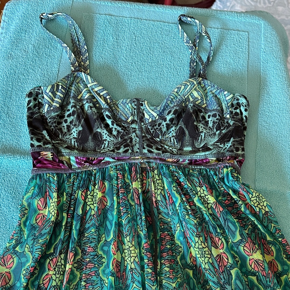 Women's Teal Printed Sleeveless maxi dress  by Maaji - Picture 4 of 8
